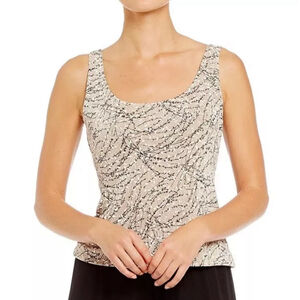 Alex Evenings Women's MP Printed Formal Sleeveless Top with Glitter NWT